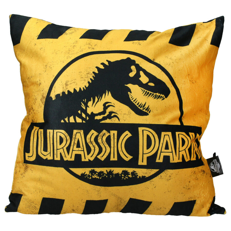 COJIN CUADRADO 45x45CM ENVASADO VACIO CAUTION LOGO JURASSIC PARK