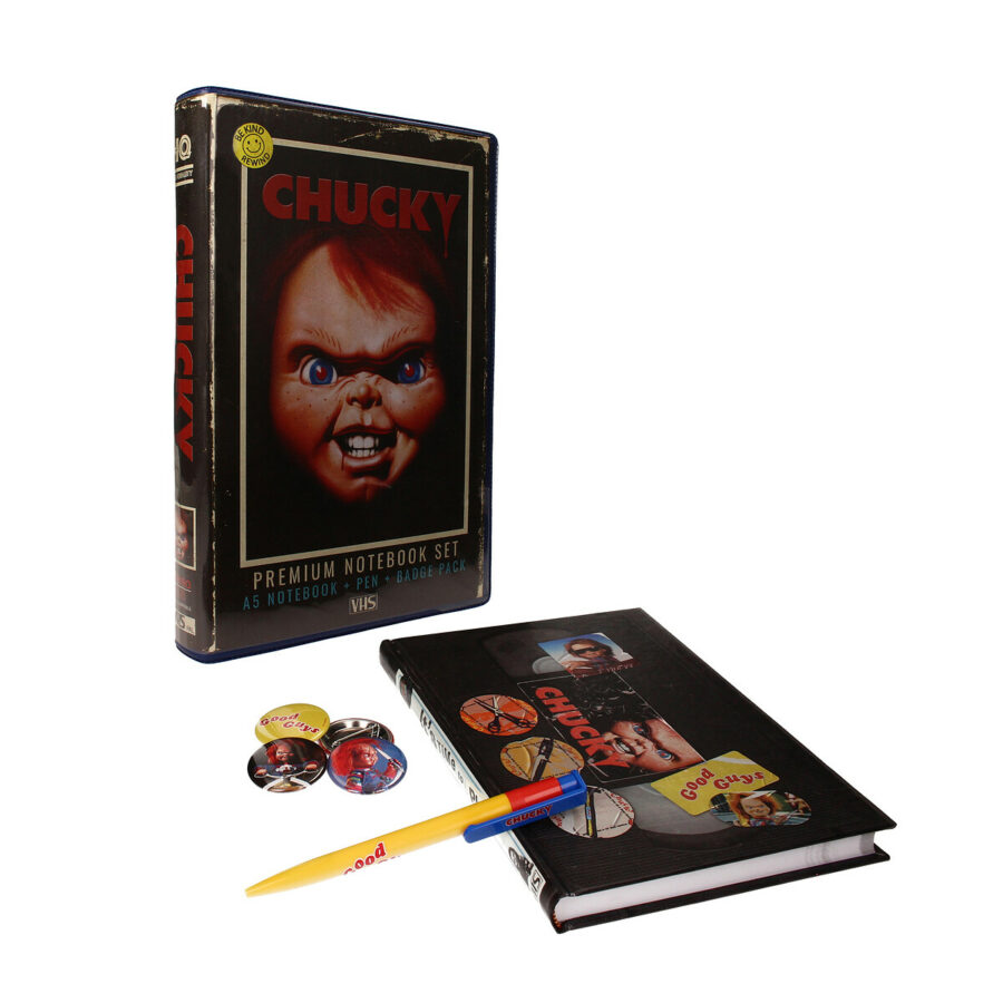 CHUCKY SET PAPELERIA VHS (LIBRETA, CHAPAS Y BOLIGRAFO) CHUCKY