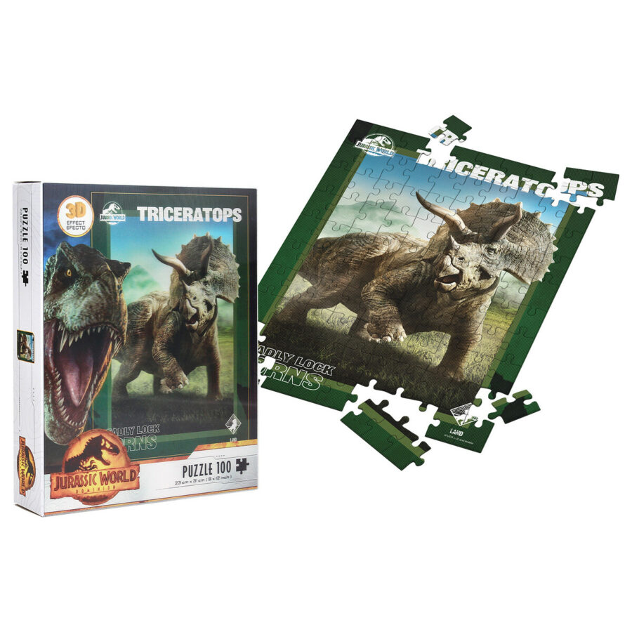 TRICERATOPS POSTER 3D EFFECT PUZZLE 100 JURASSIC WORLD