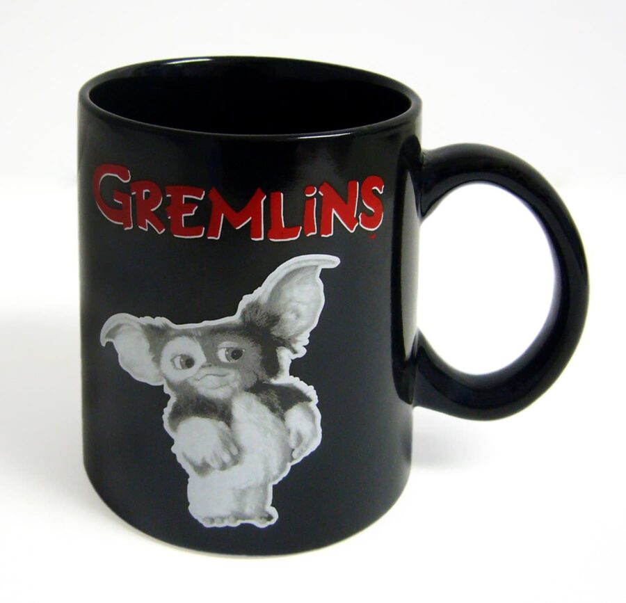 GIZMO GRIS LOGO ROJO TAZA CERAMICA GREMLINS
